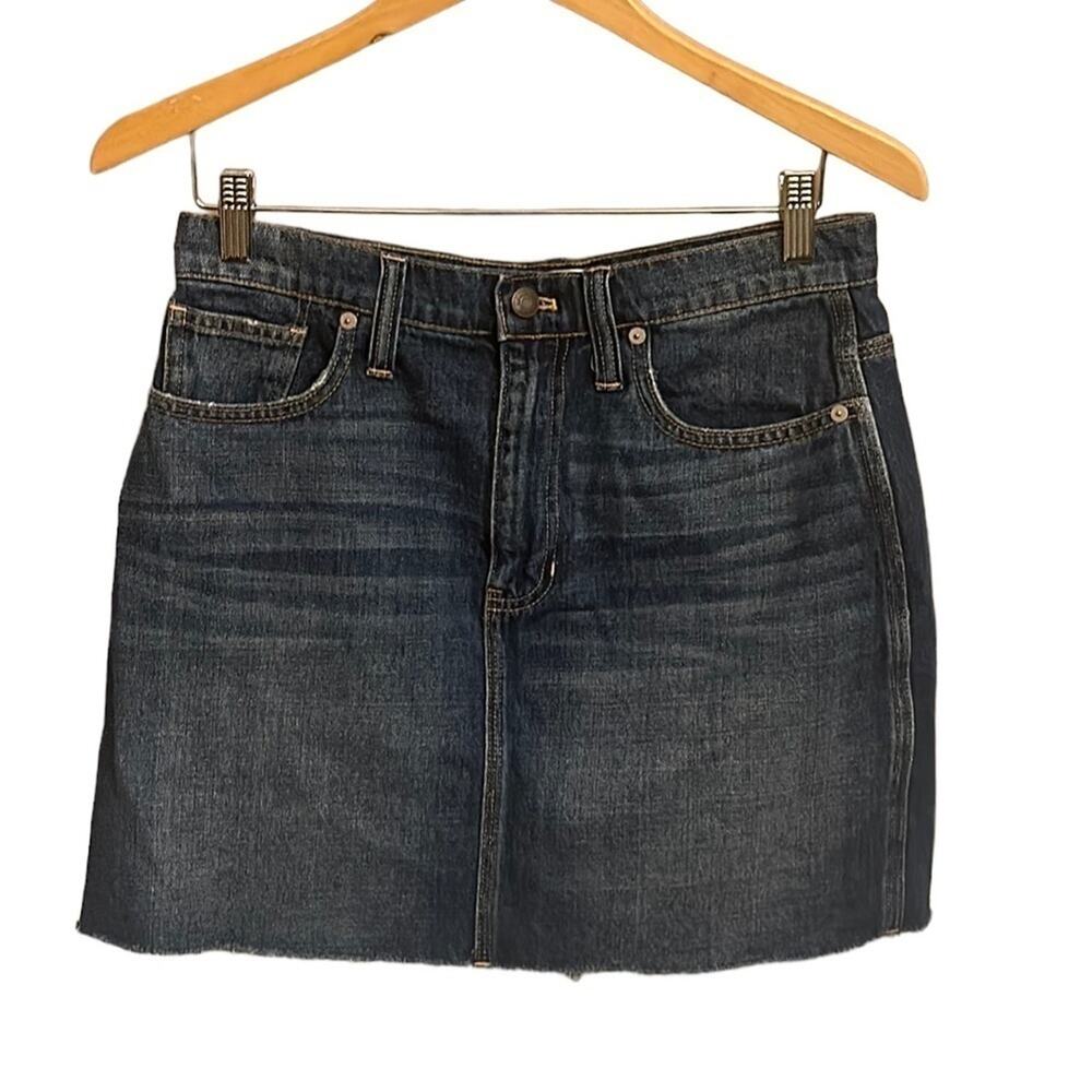 Madewell Denim Mini Skirt with Raw Hem—Size 28